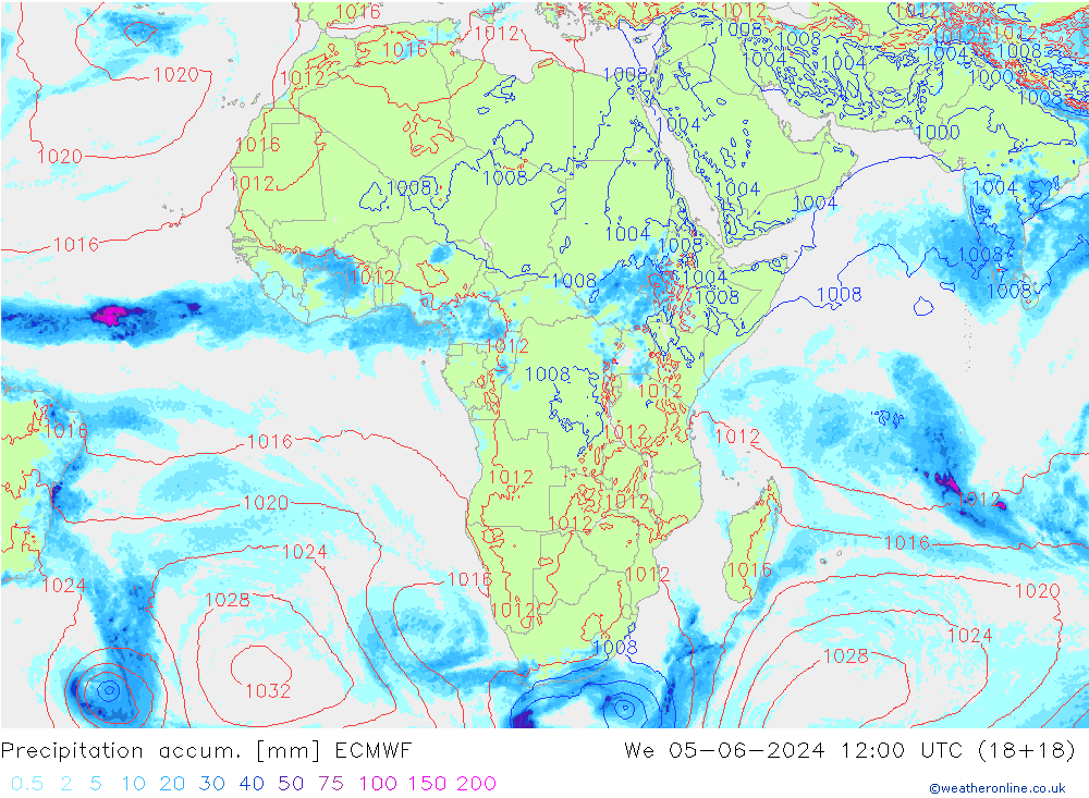 Precipitation accum. ECMWF  05.06.2024 12 UTC