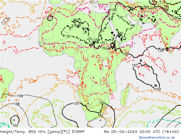 Z500/Rain (+SLP)/Z850 ECMWF mer 05.06.2024 00 UTC