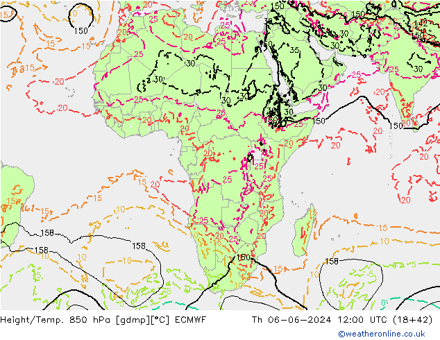 Z500/Rain (+SLP)/Z850 ECMWF Th 06.06.2024 12 UTC