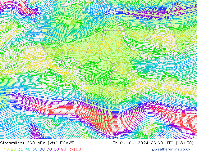 Stroomlijn 200 hPa ECMWF do 06.06.2024 00 UTC