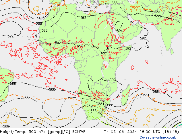 Yükseklik/Sıc. 500 hPa ECMWF Per 06.06.2024 18 UTC