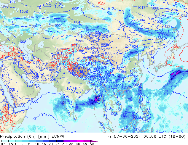 Z500/Rain (+SLP)/Z850 ECMWF ven 07.06.2024 06 UTC