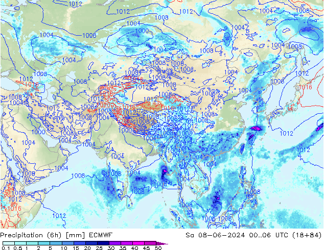 Z500/Rain (+SLP)/Z850 ECMWF  08.06.2024 06 UTC
