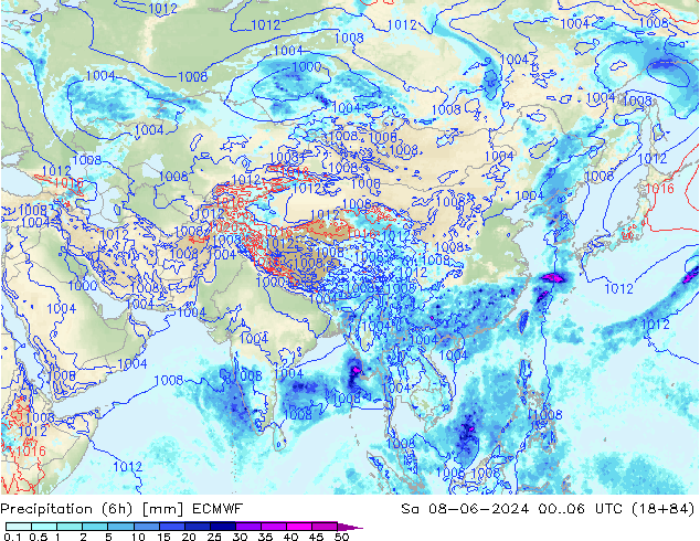 Z500/Regen(+SLP)/Z850 ECMWF za 08.06.2024 06 UTC