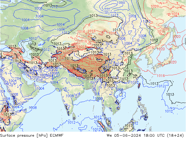 Surface pressure ECMWF We 05.06.2024 18 UTC