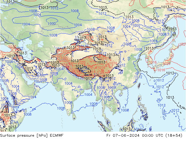 Luchtdruk (Grond) ECMWF vr 07.06.2024 00 UTC