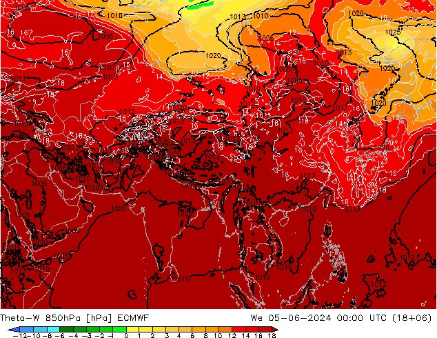 Theta-W 850hPa ECMWF Çar 05.06.2024 00 UTC