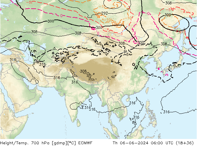 Height/Temp. 700 гПа ECMWF чт 06.06.2024 06 UTC