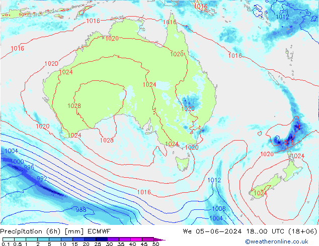 Z500/Rain (+SLP)/Z850 ECMWF Qua 05.06.2024 00 UTC