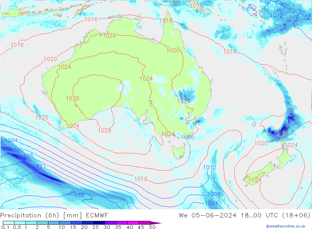 Z500/Rain (+SLP)/Z850 ECMWF We 05.06.2024 00 UTC