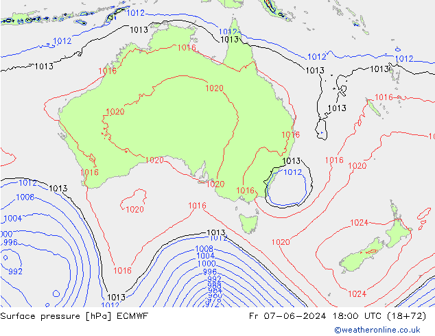 ciśnienie ECMWF pt. 07.06.2024 18 UTC