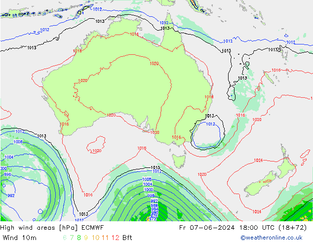 yüksek rüzgarlı alanlar ECMWF Cu 07.06.2024 18 UTC