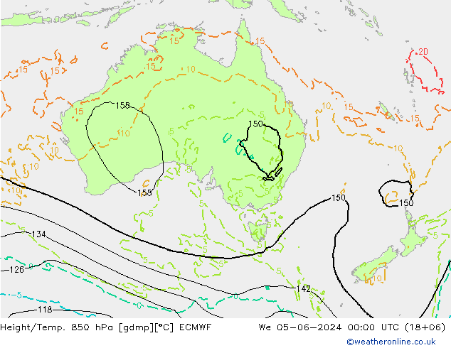 Z500/Rain (+SLP)/Z850 ECMWF Qua 05.06.2024 00 UTC