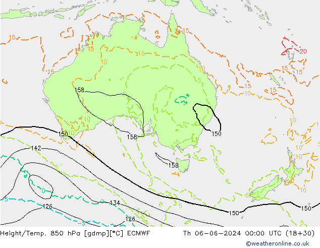 Hoogte/Temp. 850 hPa ECMWF do 06.06.2024 00 UTC