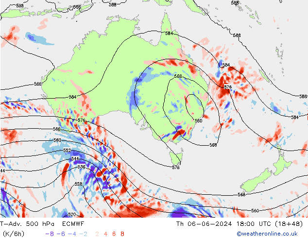 T-Adv. 500 hPa ECMWF czw. 06.06.2024 18 UTC