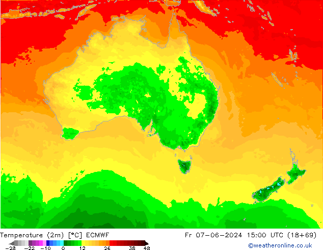 Temperatura (2m) ECMWF ven 07.06.2024 15 UTC