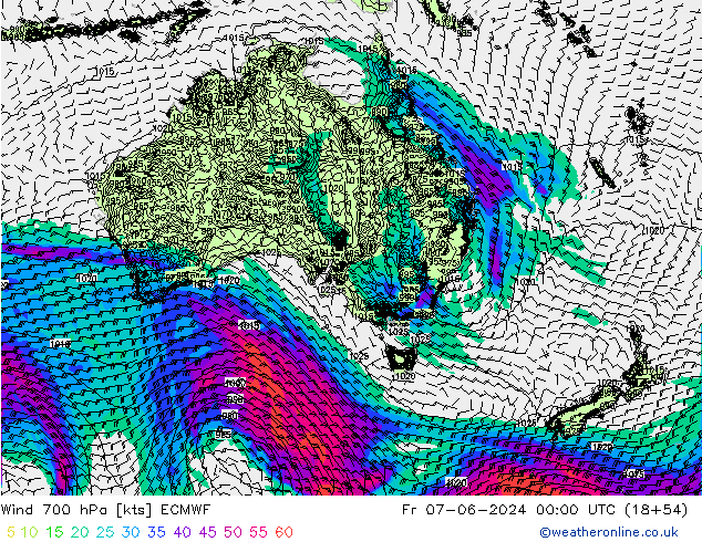 Vent 700 hPa ECMWF ven 07.06.2024 00 UTC