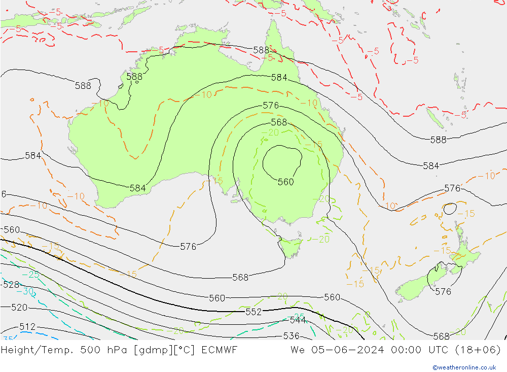 Z500/Rain (+SLP)/Z850 ECMWF We 05.06.2024 00 UTC