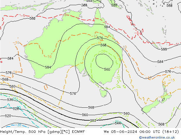 Z500/Rain (+SLP)/Z850 ECMWF We 05.06.2024 06 UTC