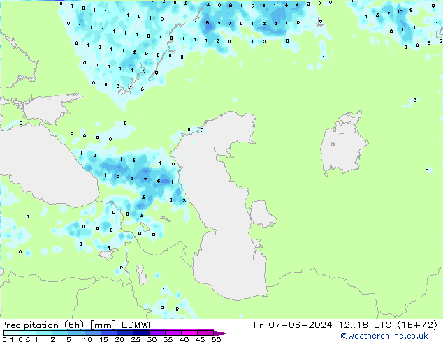 Precipitation (6h) ECMWF Fr 07.06.2024 18 UTC