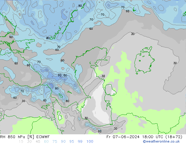 RH 850 hPa ECMWF Fr 07.06.2024 18 UTC