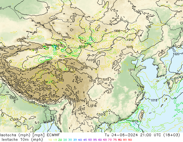 Eşrüzgar Hızları mph ECMWF Sa 04.06.2024 21 UTC