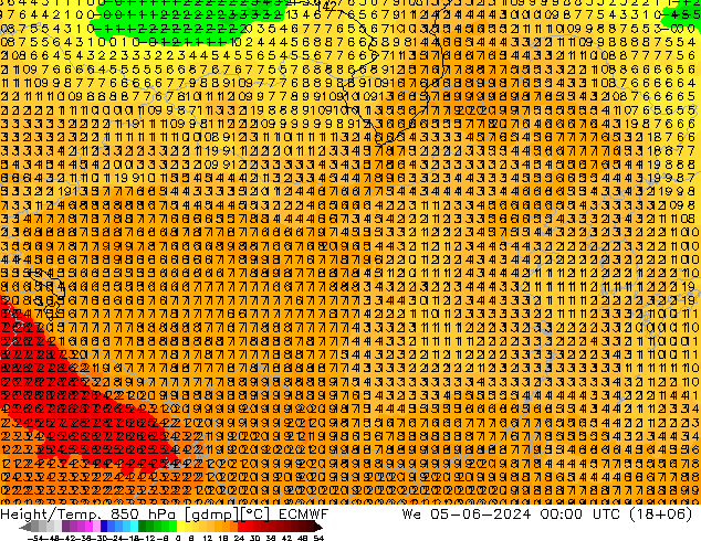 Z500/Rain (+SLP)/Z850 ECMWF Qua 05.06.2024 00 UTC