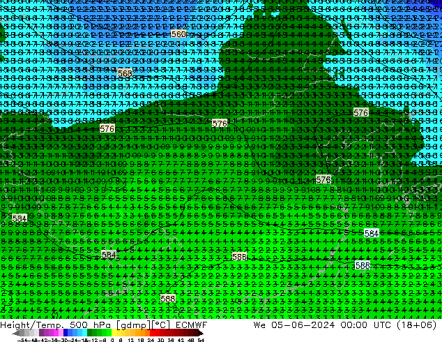 Z500/Rain (+SLP)/Z850 ECMWF 星期三 05.06.2024 00 UTC