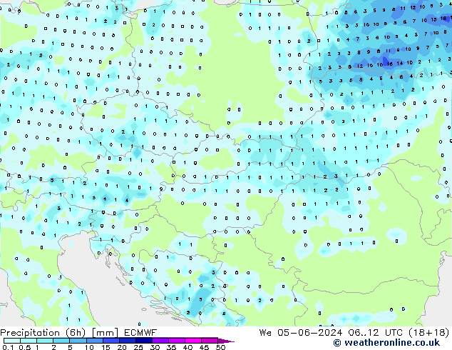 Z500/Rain (+SLP)/Z850 ECMWF mer 05.06.2024 12 UTC