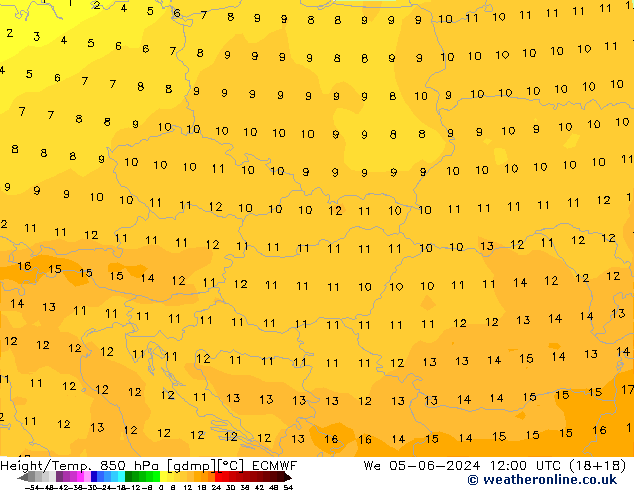 Z500/Rain (+SLP)/Z850 ECMWF mer 05.06.2024 12 UTC