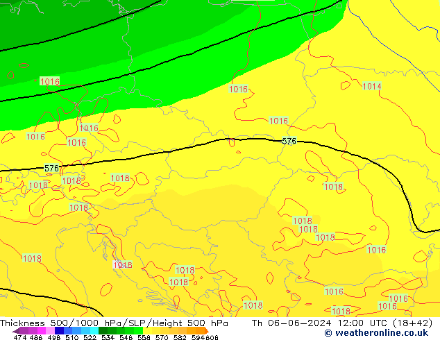 Dikte 500-1000hPa ECMWF do 06.06.2024 12 UTC