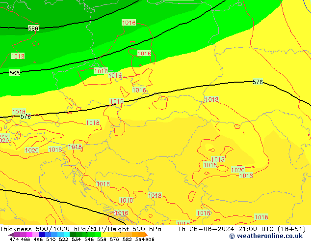 500-1000 hPa Kalınlığı ECMWF Per 06.06.2024 21 UTC