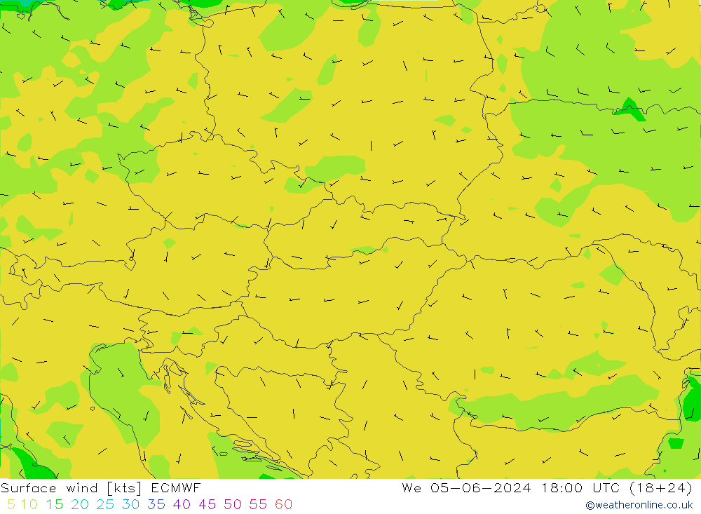 Surface wind ECMWF We 05.06.2024 18 UTC