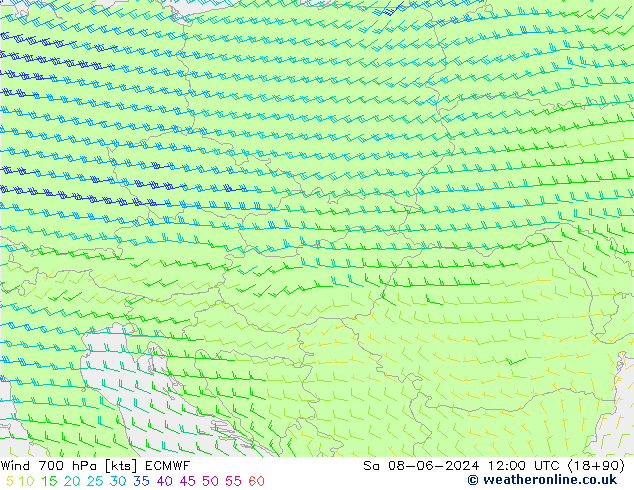 Wind 700 hPa ECMWF So 08.06.2024 12 UTC