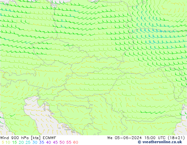 Vento 900 hPa ECMWF Qua 05.06.2024 15 UTC