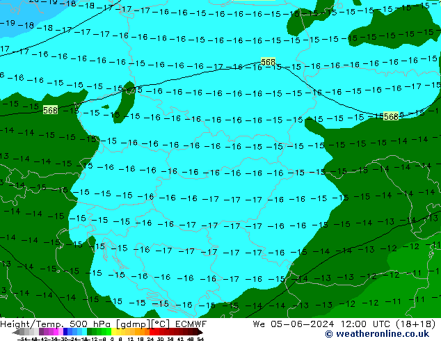 Z500/Rain (+SLP)/Z850 ECMWF mer 05.06.2024 12 UTC