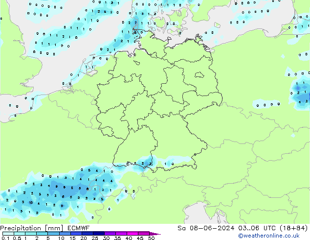 precipitação ECMWF Sáb 08.06.2024 06 UTC