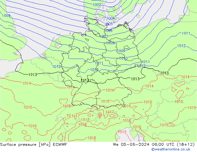 Surface pressure ECMWF We 05.06.2024 06 UTC