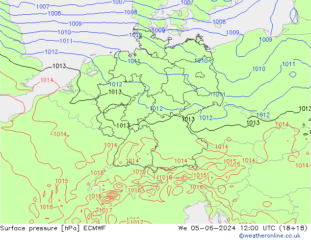 Surface pressure ECMWF We 05.06.2024 12 UTC