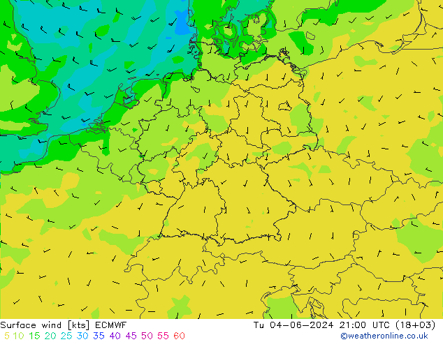 Bodenwind ECMWF Di 04.06.2024 21 UTC