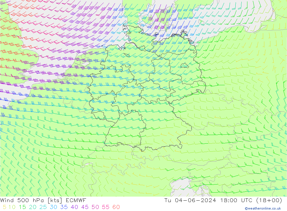 Vent 500 hPa ECMWF mar 04.06.2024 18 UTC