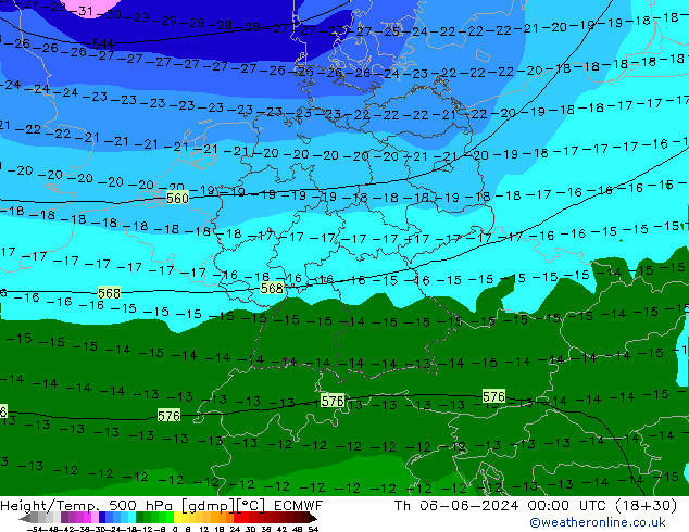 Z500/Rain (+SLP)/Z850 ECMWF Th 06.06.2024 00 UTC