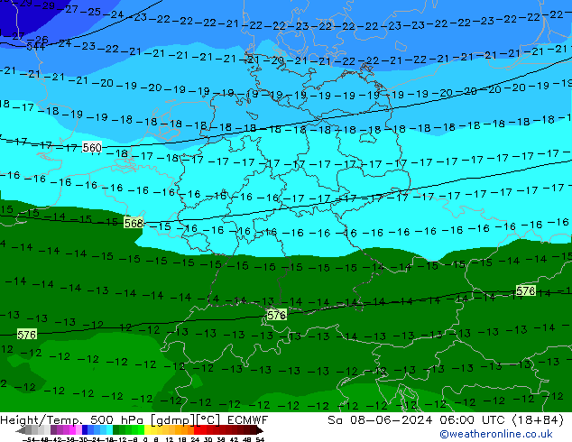 Z500/Rain (+SLP)/Z850 ECMWF сб 08.06.2024 06 UTC