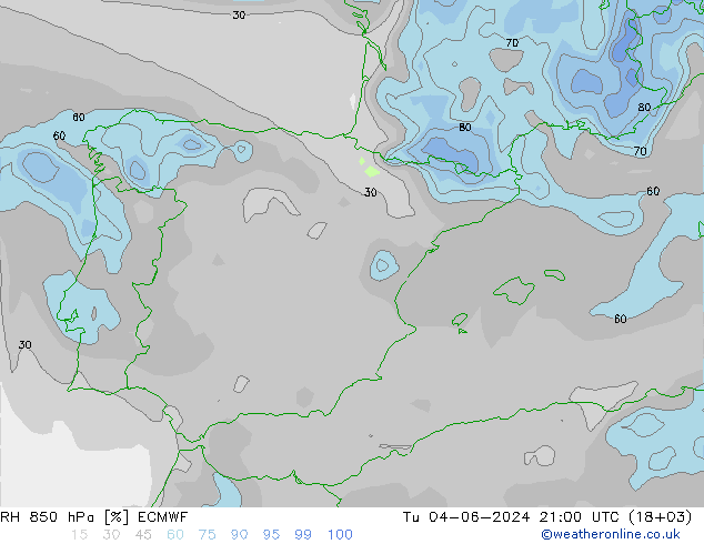 RH 850 hPa ECMWF  04.06.2024 21 UTC