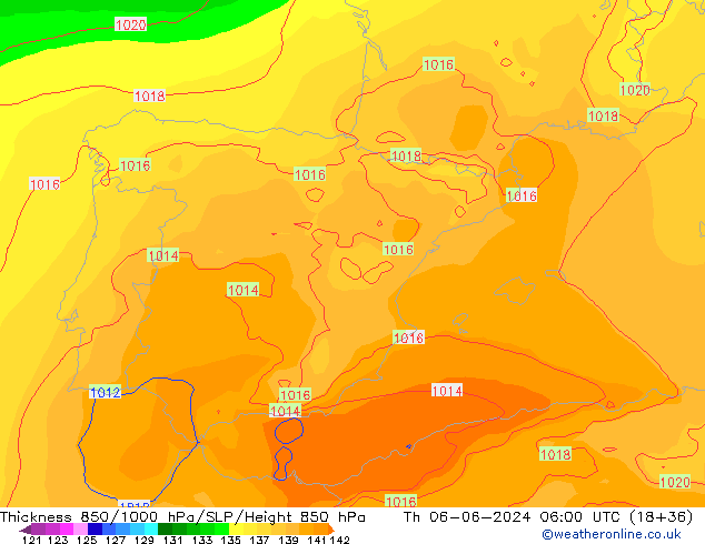 Thck 850-1000 hPa ECMWF Th 06.06.2024 06 UTC