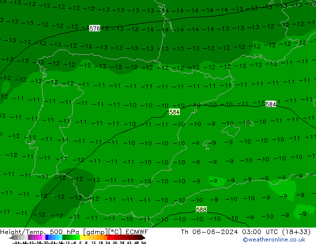 Géop./Temp. 500 hPa ECMWF jeu 06.06.2024 03 UTC