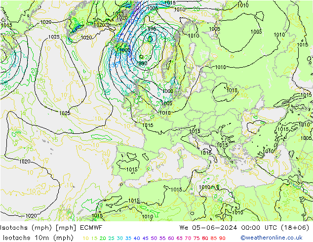 Isotachs (mph) ECMWF  05.06.2024 00 UTC