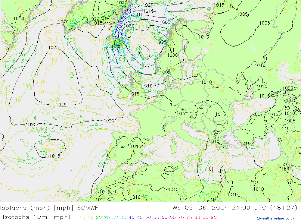 Isotachs (mph) ECMWF We 05.06.2024 21 UTC