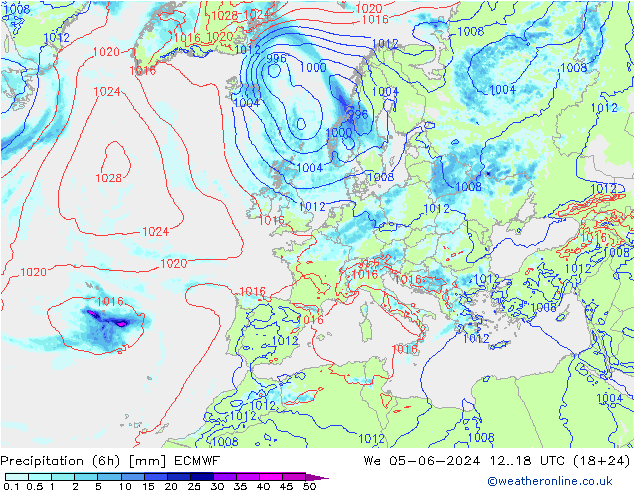 Z500/Rain (+SLP)/Z850 ECMWF We 05.06.2024 18 UTC