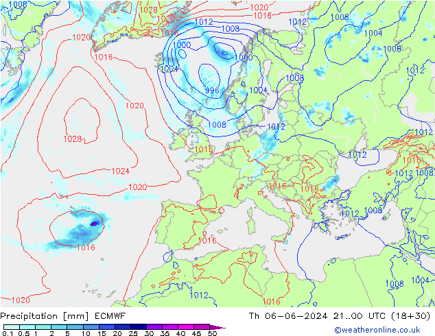 Precipitation ECMWF Th 06.06.2024 00 UTC